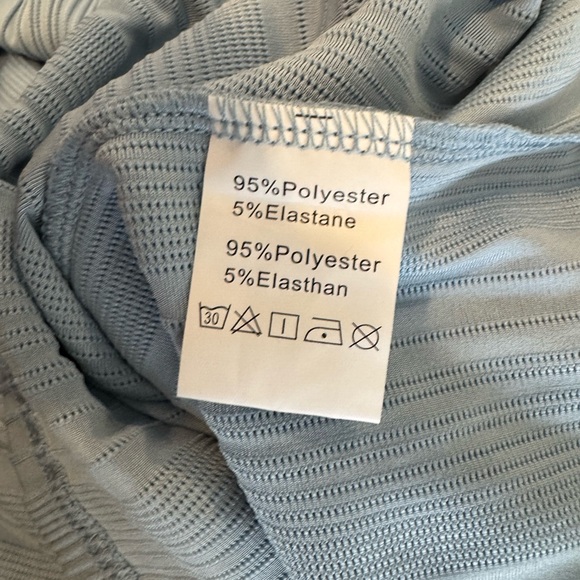 PAUL JONES Mens Textured Knit Polo Shirt Light Blue Stretchy Golf Shirt Lg NWT - Picture 7 of 7